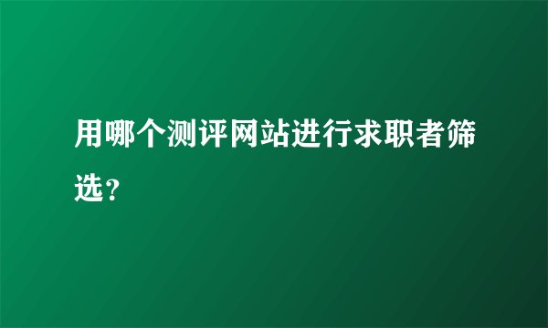 用哪个测评网站进行求职者筛选？