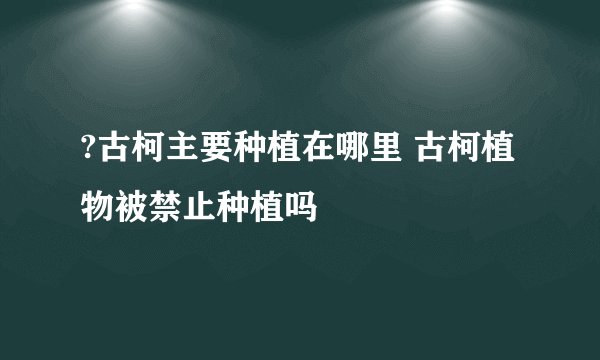 ?古柯主要种植在哪里 古柯植物被禁止种植吗