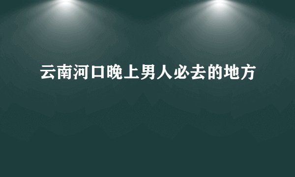 云南河口晚上男人必去的地方