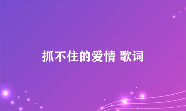 抓不住的爱情 歌词