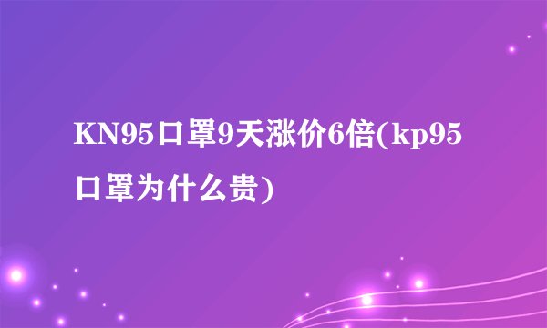KN95口罩9天涨价6倍(kp95口罩为什么贵)