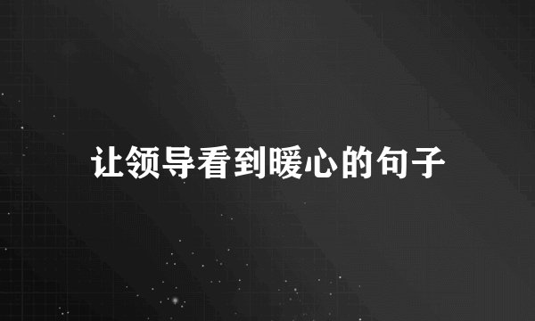 让领导看到暖心的句子