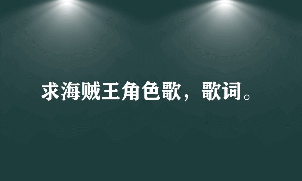 求海贼王角色歌，歌词。