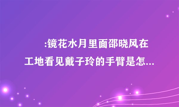 鸑鷟:镜花水月里面邵晓风在工地看见戴子玲的手臂是怎么回事，戴子玲前面的那个男人又是谁？