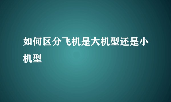 如何区分飞机是大机型还是小机型
