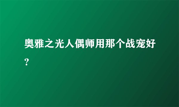 奥雅之光人偶师用那个战宠好？