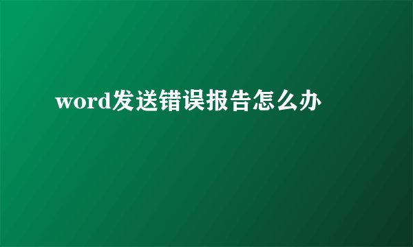 word发送错误报告怎么办