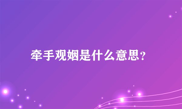 牵手观姻是什么意思？