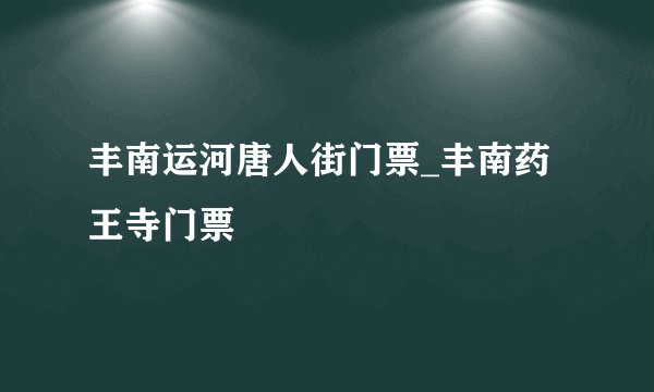 丰南运河唐人街门票_丰南药王寺门票