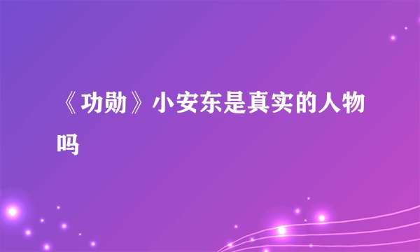 《功勋》小安东是真实的人物吗