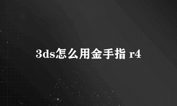 3ds怎么用金手指 r4