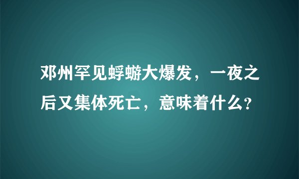 邓州罕见蜉蝣大爆发，一夜之后又集体死亡，意味着什么？