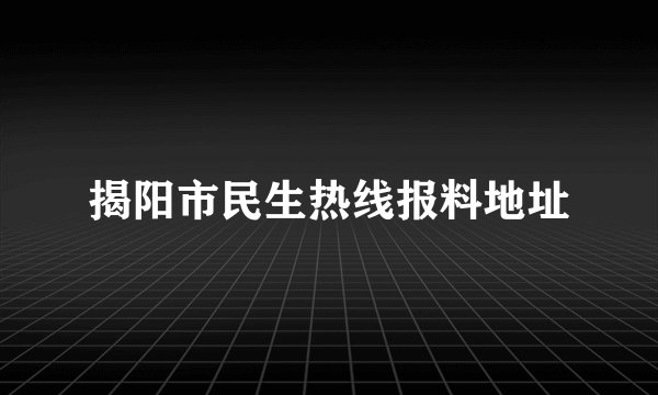 揭阳市民生热线报料地址