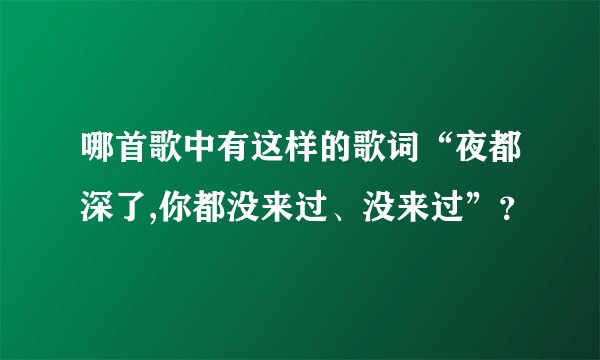 哪首歌中有这样的歌词“夜都深了,你都没来过、没来过”？