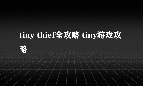 tiny thief全攻略 tiny游戏攻略