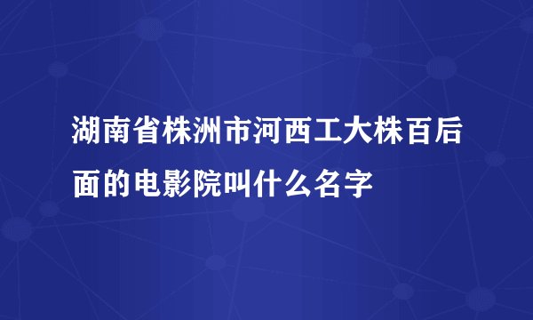 湖南省株洲市河西工大株百后面的电影院叫什么名字