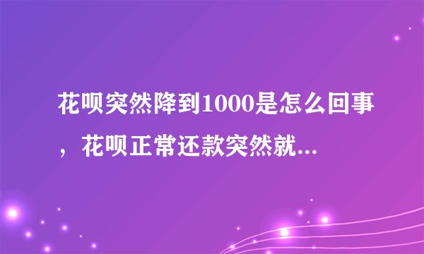 花呗突然降到1000是怎么回事，花呗正常还款突然就无法使用了
