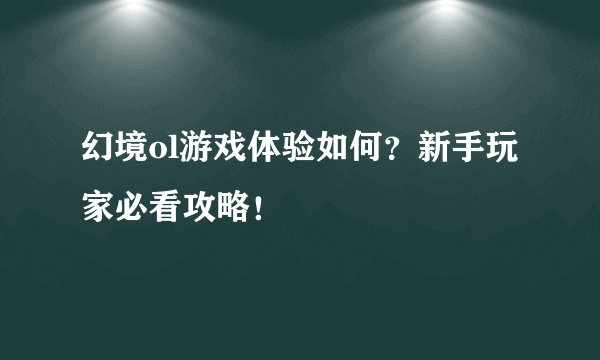 幻境ol游戏体验如何？新手玩家必看攻略！