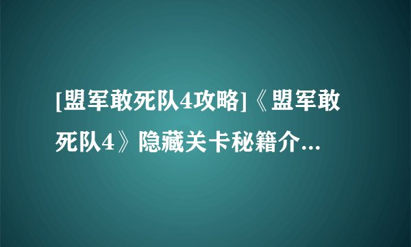 [盟军敢死队4攻略]《盟军敢死队4》隐藏关卡秘籍介绍_[盟军敢死队4攻略]《盟军敢死队4》隐藏关卡秘籍是什么