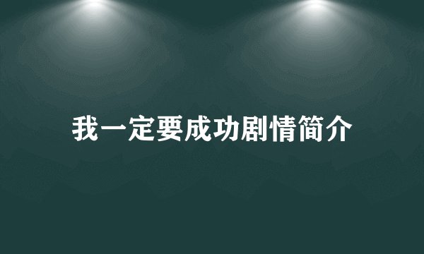 我一定要成功剧情简介
