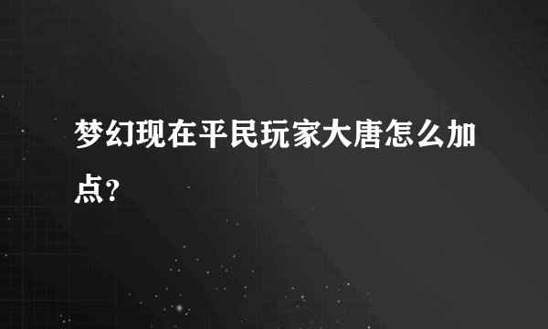 梦幻现在平民玩家大唐怎么加点？