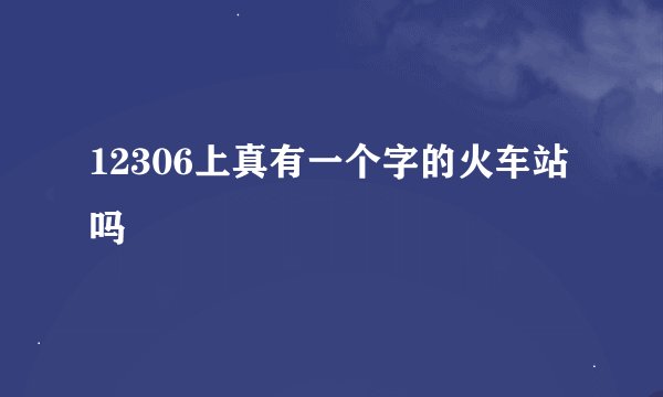 12306上真有一个字的火车站吗