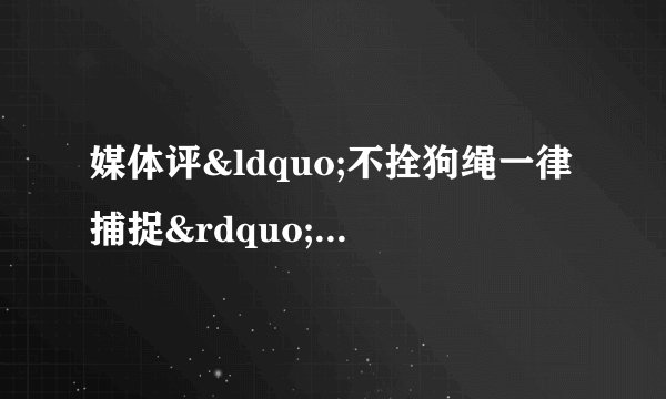媒体评&ldquo;不拴狗绳一律捕捉&rdquo;不栓狗绳处罚条例