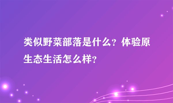 类似野菜部落是什么？体验原生态生活怎么样？