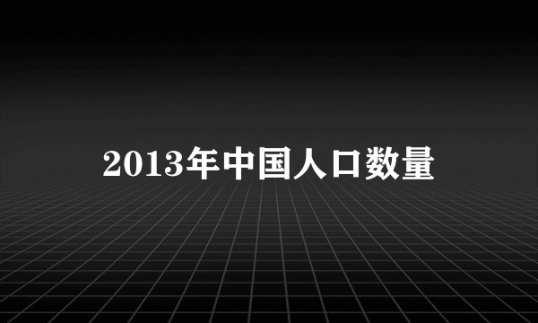 2013年中国人口数量