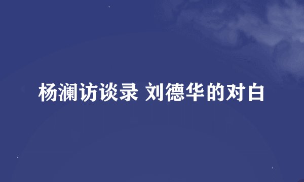 杨澜访谈录 刘德华的对白