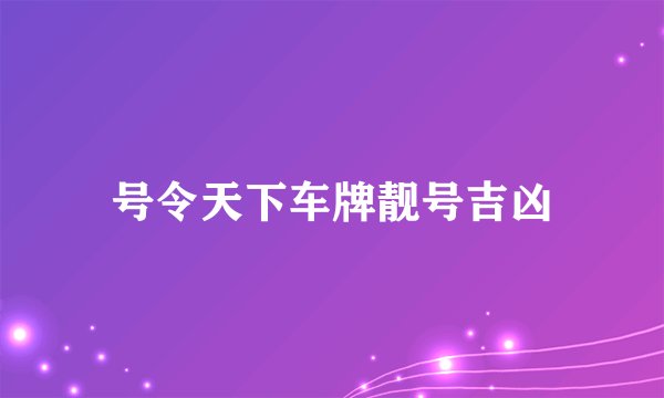 号令天下车牌靓号吉凶