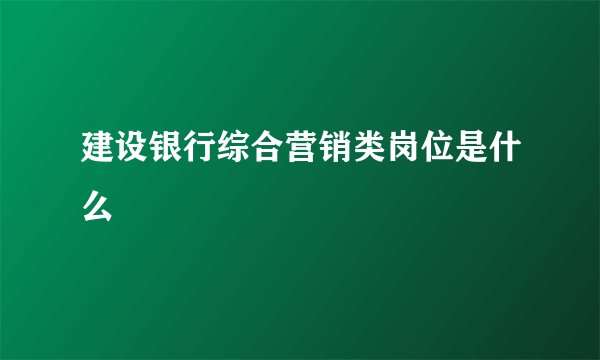 建设银行综合营销类岗位是什么