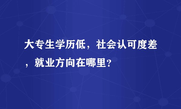 大专生学历低，社会认可度差，就业方向在哪里？