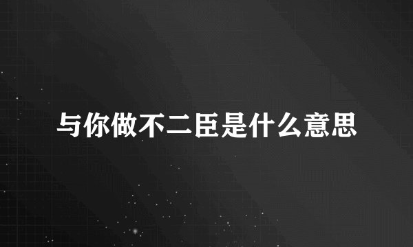 与你做不二臣是什么意思
