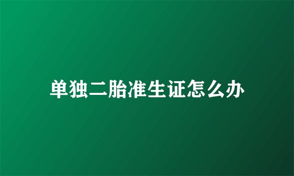 单独二胎准生证怎么办