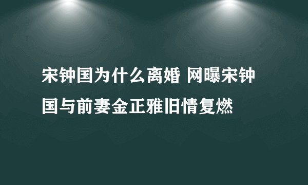 宋钟国为什么离婚 网曝宋钟国与前妻金正雅旧情复燃
