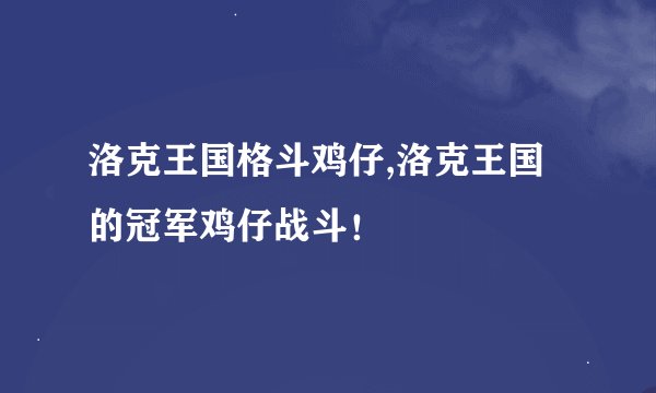 洛克王国格斗鸡仔,洛克王国的冠军鸡仔战斗！