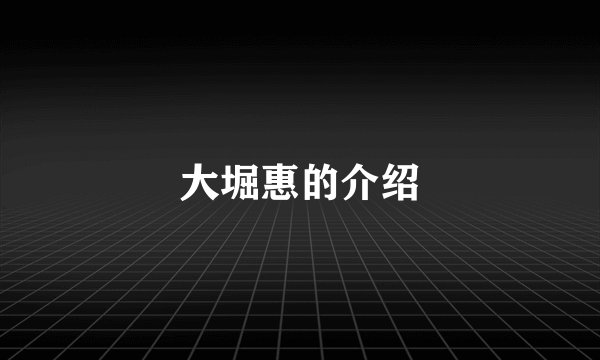 大堀惠的介绍