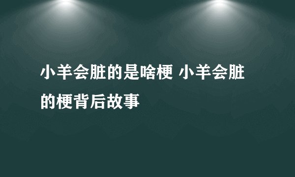 小羊会脏的是啥梗 小羊会脏的梗背后故事