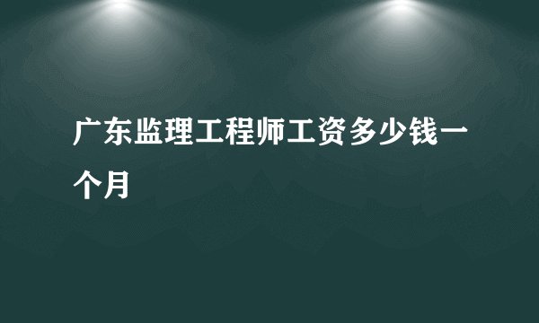广东监理工程师工资多少钱一个月