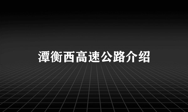潭衡西高速公路介绍