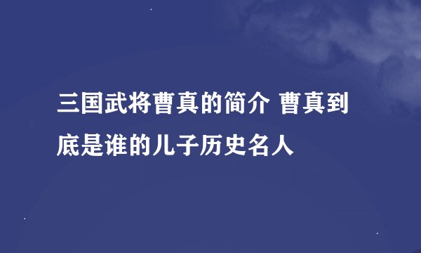 三国武将曹真的简介 曹真到底是谁的儿子历史名人