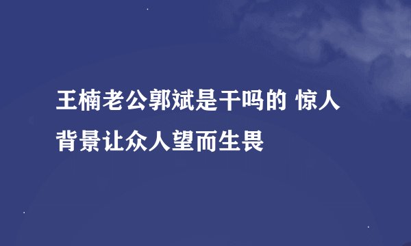王楠老公郭斌是干吗的 惊人背景让众人望而生畏