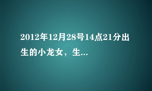 2012年12月28号14点21分出生的小龙女，生辰八字如何？五行缺什么？