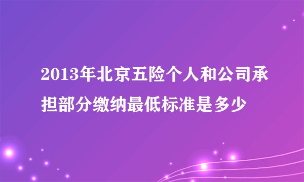 2013年北京五险个人和公司承担部分缴纳最低标准是多少