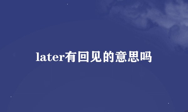 later有回见的意思吗