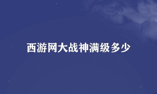 西游网大战神满级多少