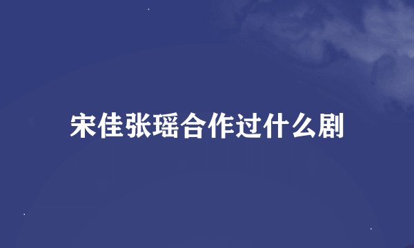 宋佳张瑶合作过什么剧