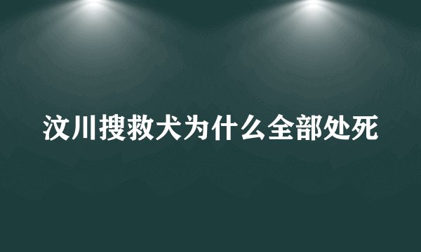 汶川搜救犬为什么全部处死