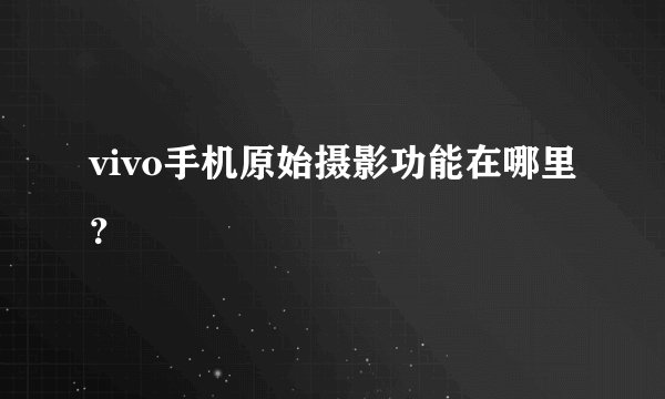 vivo手机原始摄影功能在哪里？
